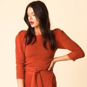 Mara Hoffman 'Helena' Sweater in Rust, 100% Baby Alpaca